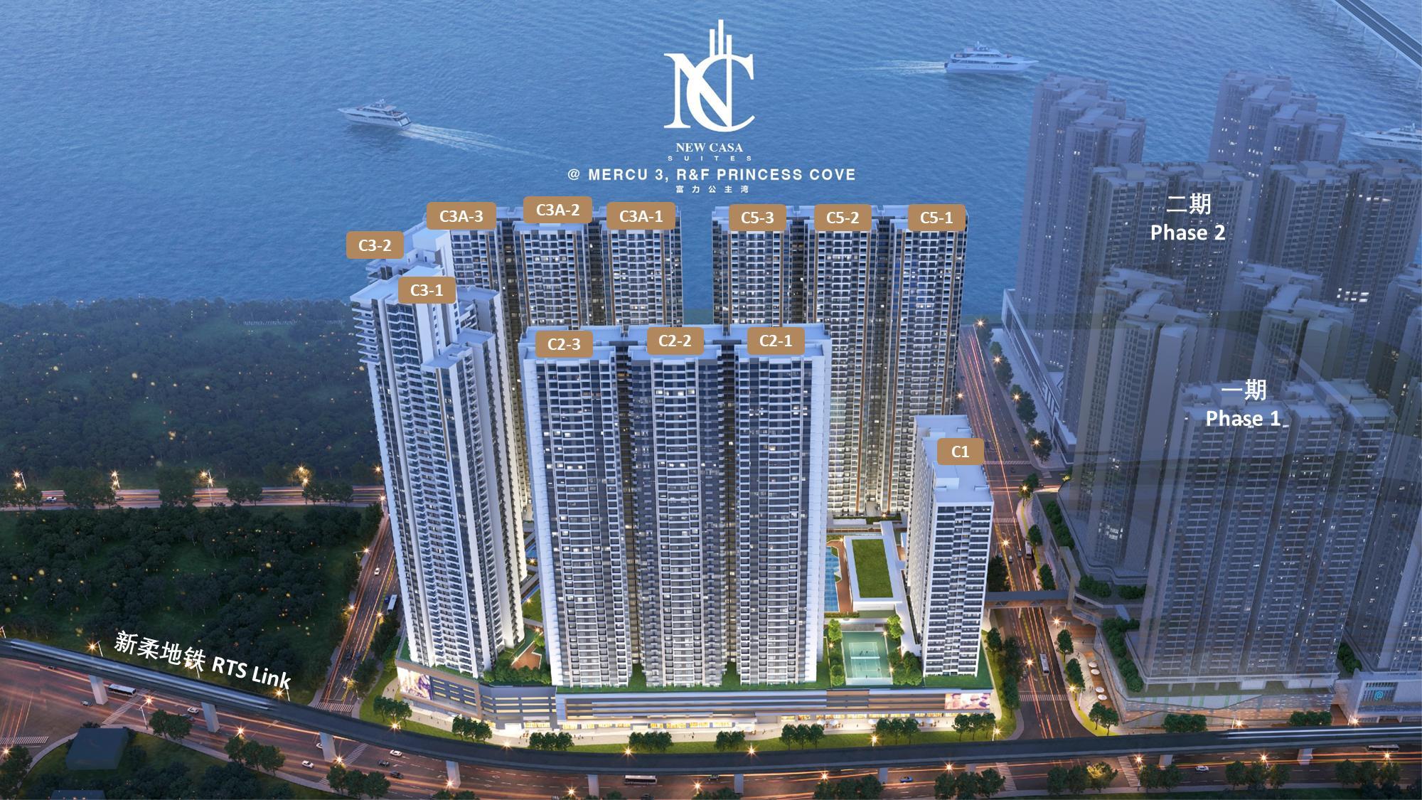 Artist’s impression of the New Casa Suites towers beside the Strait of Johor